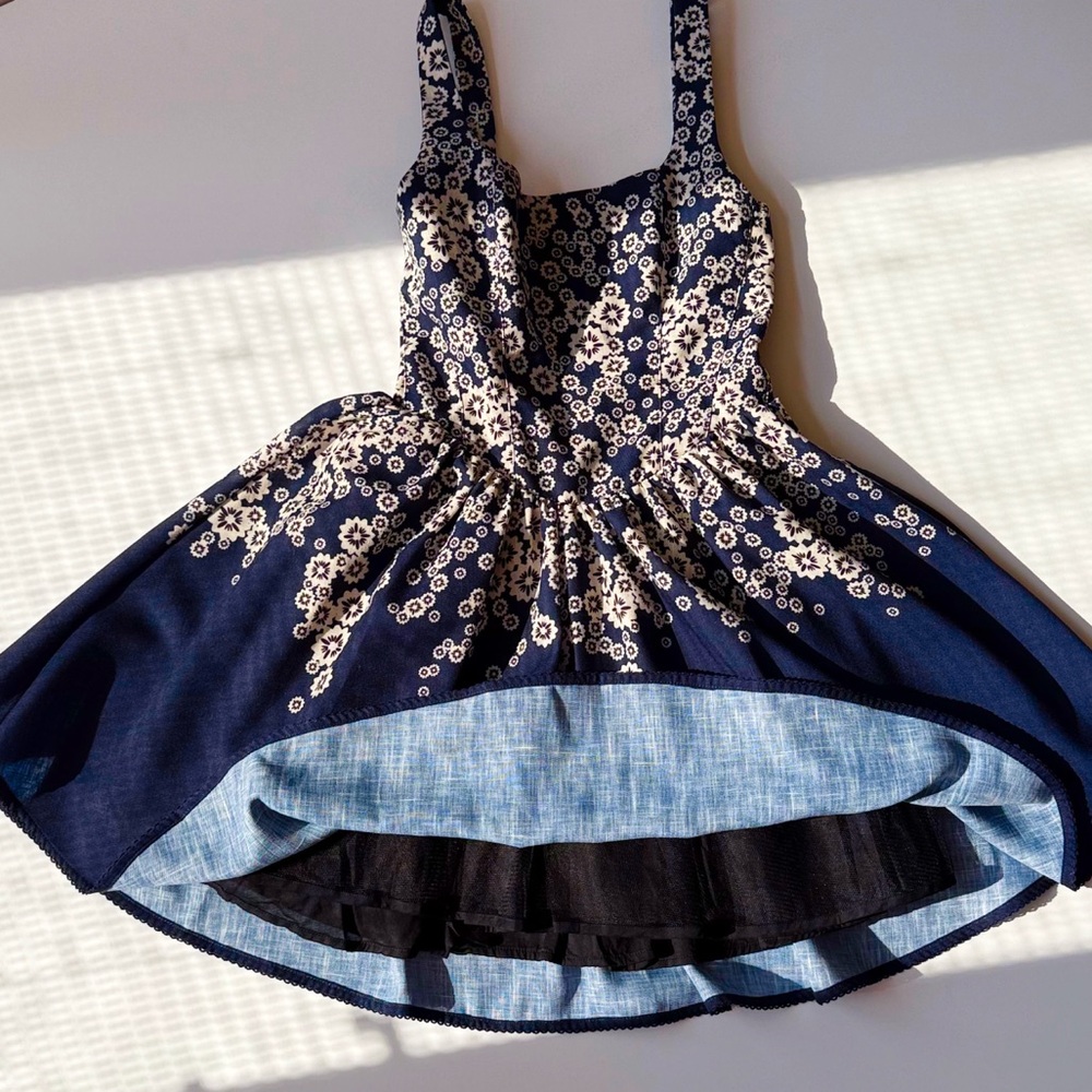 Aqua Bendita Elegant Navy Blue Floral Dress - Picture 6 of 8